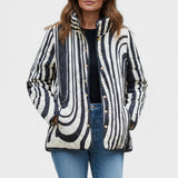 Philippine - Veste matelassée à larges vagues noir et blanc