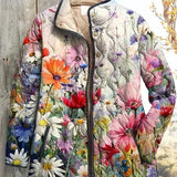 Georgette - Veste matelassée crème à fleurs des champs