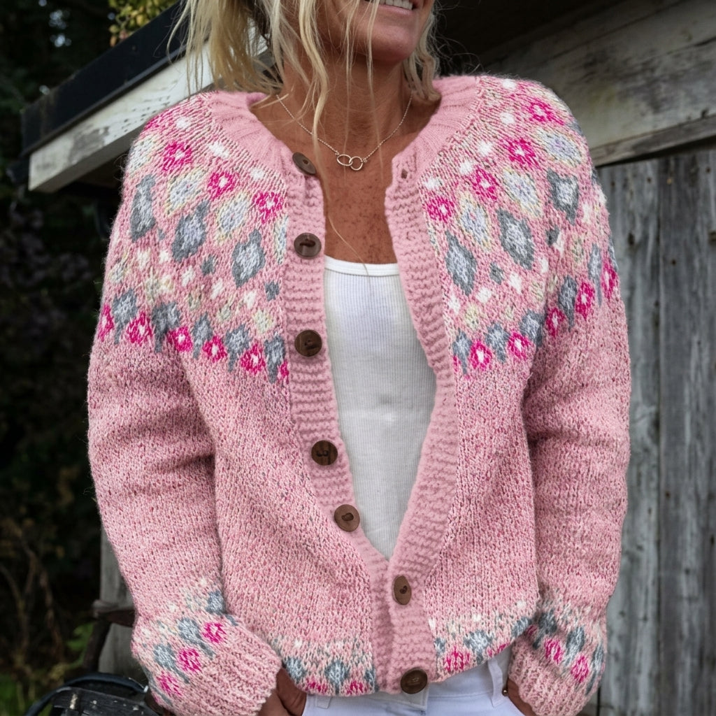 Angélique - Cardigan à imprimé norvégien et boutons
