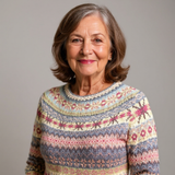 Lauriane - Pull vintage à jacquard gris et jaune