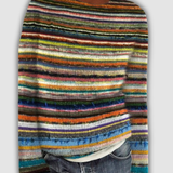 Rosemonde - Pull rétro nordique à larges rayures multicolores