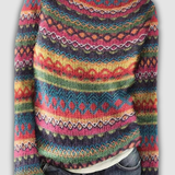 Zéphirine - Pull classique à bandes jacquard multicolores