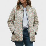Céleste - Veste matelassée vert sauge à petites roses