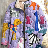 Léonie - Veste matelassée lilas à chiens colorés