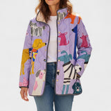 Léonie - Veste matelassée lilas à chiens colorés
