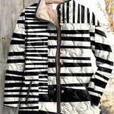 Adélaïde - Veste matelassée en patchwork de rayures noir et blanc