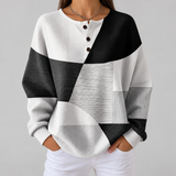 Éléonore - Pull patchwork noir et blanc