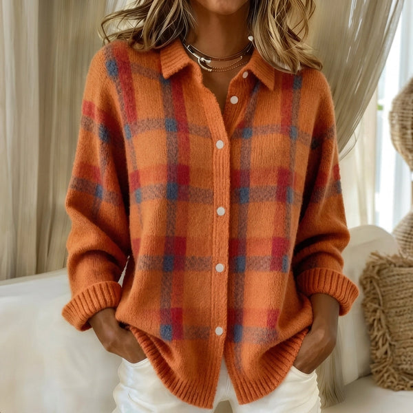 Blanche - Cardigan à carreaux orange