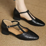 Élisabeth - Chaussures en cuir à bride et détail tressé