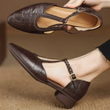 Élisabeth - Chaussures en cuir à bride et détail tressé