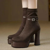 Jeannette - Bottes à talon compensé en daim