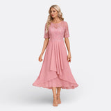 Ana - Vestido Midi com Renda Bordada