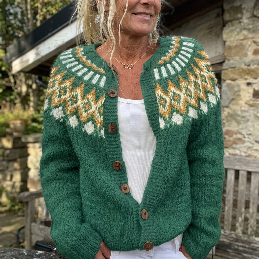 Angélique - Cardigan à imprimé norvégien et boutons