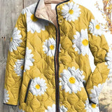 Margot - Veste matelassée jaune à marguerites