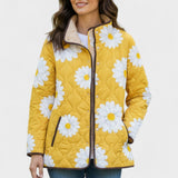 Margot - Veste matelassée jaune à marguerites