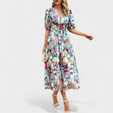 Claire - Robe Midi Florale Élégante
