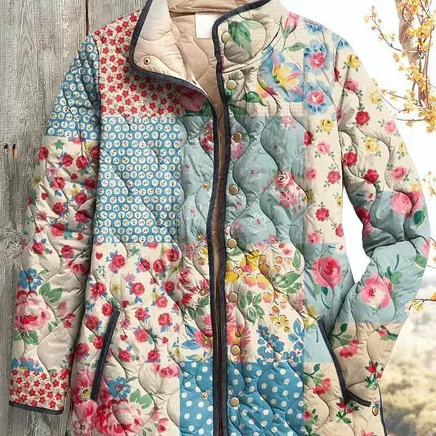 Bertille - Veste matelassée en patchwork de fleurs et de pois