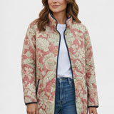Iris - Veste matelassée rose poudré à motif botanique