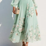 Helga - Robe maxi plissée en chiffon avec motif floral