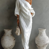 Mélanie - Robe maxi asymétrique, élégante et fluide