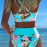 Lorraine - Bikini avec imprimé floral contrastant et fente