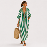Élisabeth - Kaftan Vert Rayé