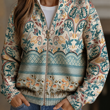 Olivia - Cardigan zippé à imprimé botanique vintage