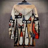 Capucine - Manteau à capuche à chats noir et blanc