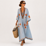 Marine - Kaftan Bleu Brodé