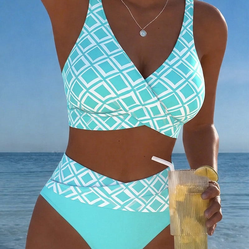 Sixtine - Bikini Deux Pièces Avec Soutien-Gorge En Découpe Et Motif Diamant