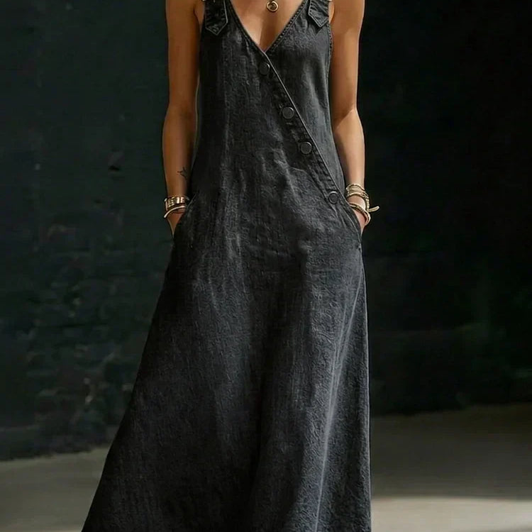 Anaïs - Robe Longue en Denim avec Boutons