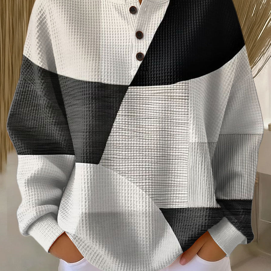 Éléonore - Pull patchwork noir et blanc