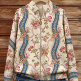Camille - Cardigan zippé à imprimé roses grimpantes