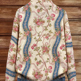 Camille - Cardigan zippé à imprimé roses grimpantes