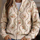 Danielle - Cardigan zippé à imprimé floral crème