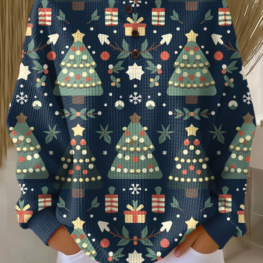 Fanny - Pull de Noël bleu nuit à sapins