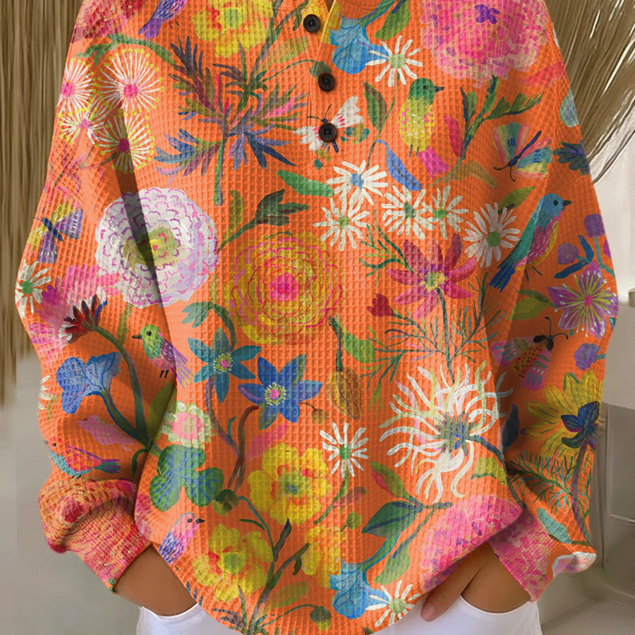Florence - Pull orange à fleurs
