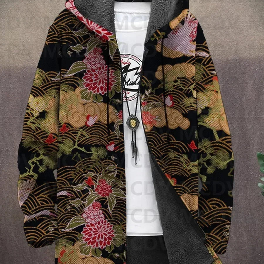 Nadine - Manteau à capuche à motifs asiatiques, neuf imprimés