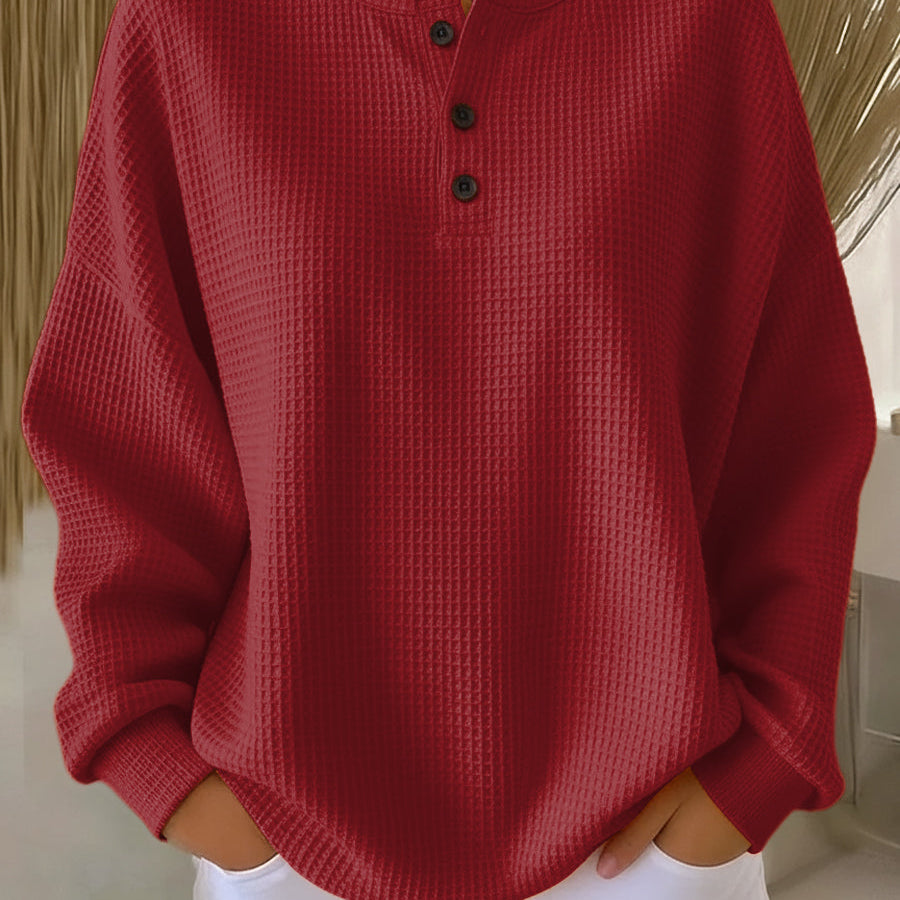 Hélène - Pull uni en maille gaufrée