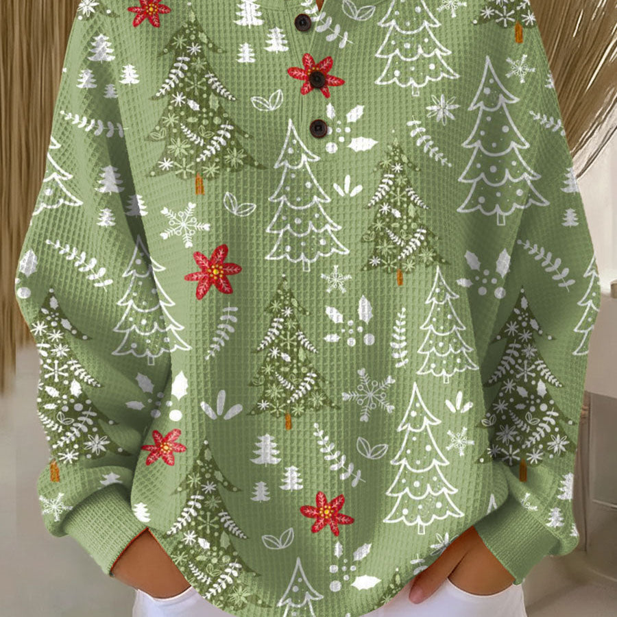 Isaure - Pull de Noël vert à sapins