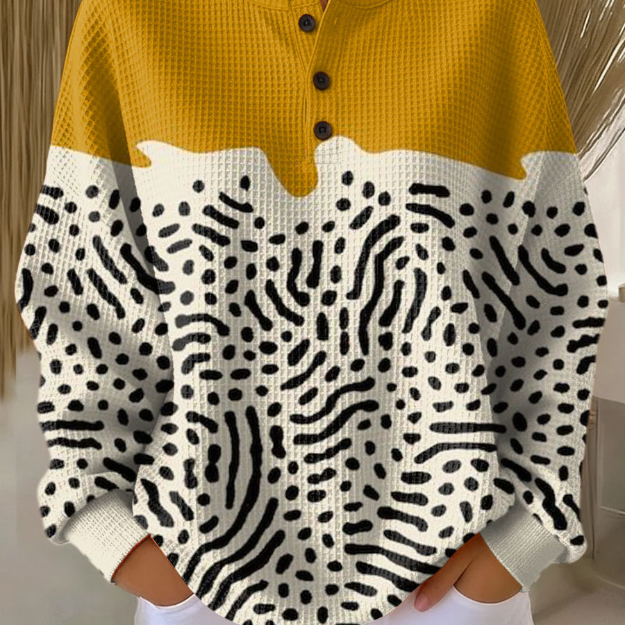 Livie - Pull jaune moutarde à pois