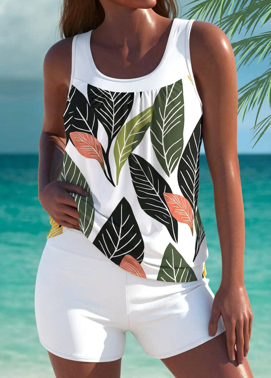 Tankini élégant Trudy avec short assorti, effet ventre plat