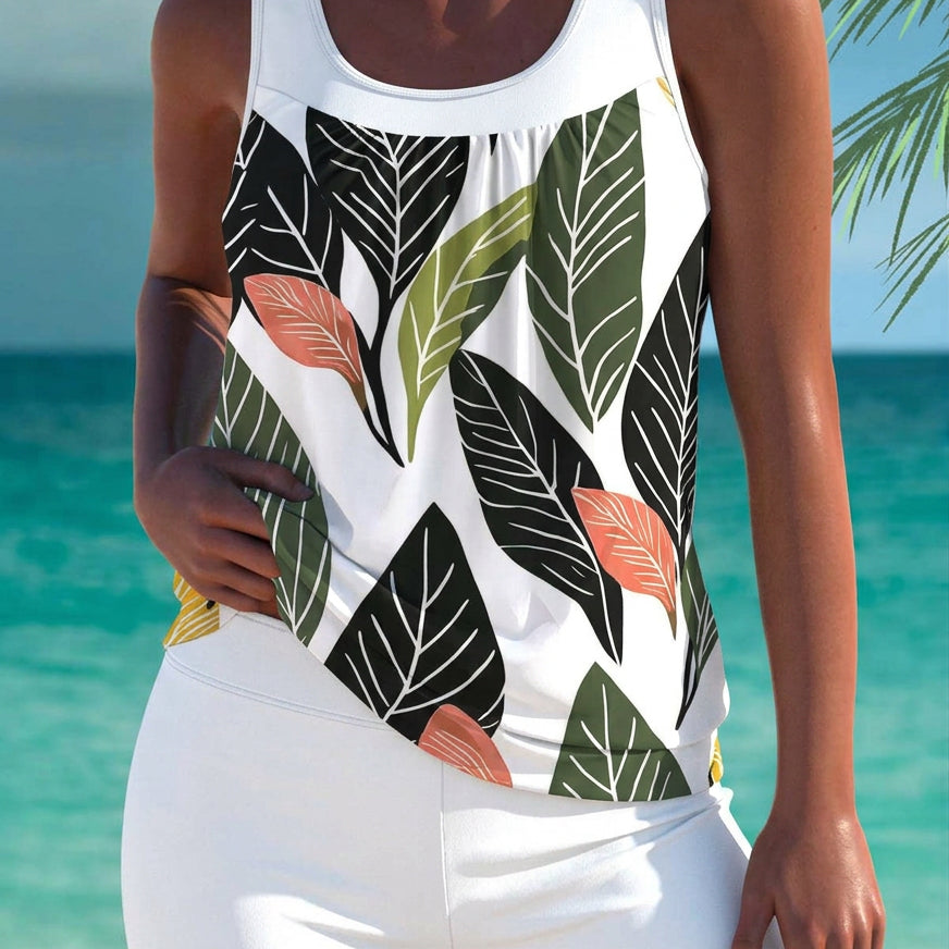 Tankini élégant Trudy avec short assorti, effet ventre plat