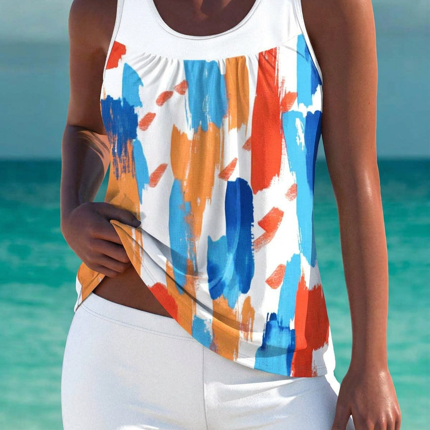 Tankini élégant Trudy avec short assorti, effet ventre plat