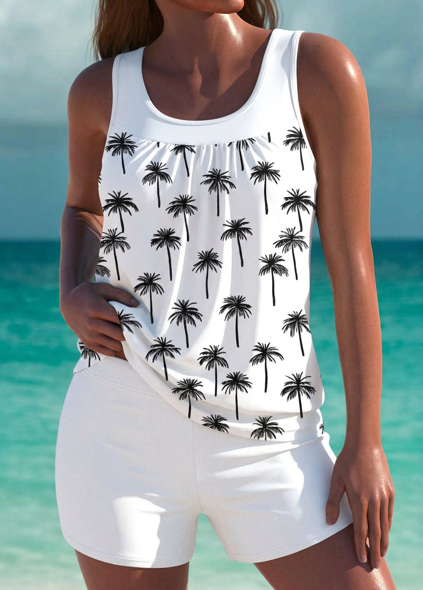 Tankini élégant Trudy avec short assorti, effet ventre plat