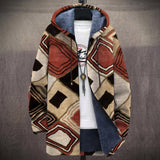 Anastasie - Manteau à capuche à losanges aztèques beige