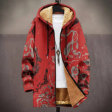 Solange - Manteau à capuche à motif dragon rouge