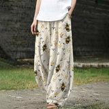 Marguerite – Pantalon large ivoire à motif floral