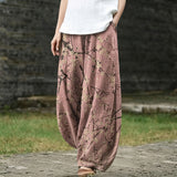Fabienne – Pantalon large à motif de feuilles roses