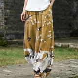 Odile – Pantalon large à motif de forêt jaune
